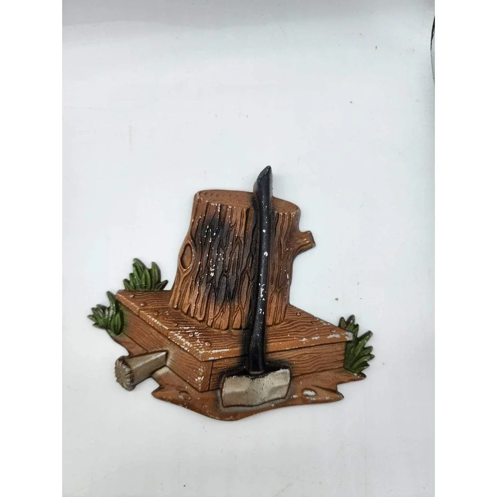 Vintage Homco Rustic Farm Wall Plaques Set of 3 Wagon Mailbox Axe Wood Stump